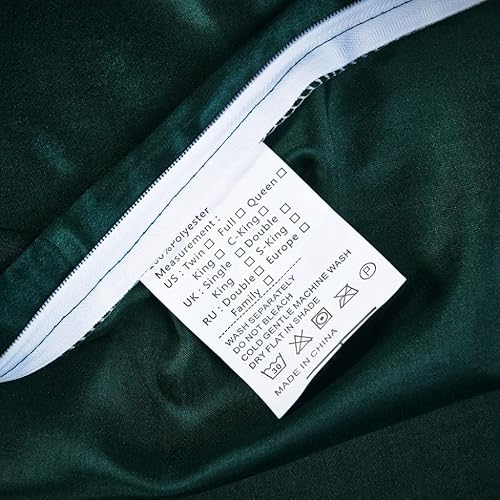 Miniatura 7 de Juego de ropa de cama de satén similar a la seda, tamaño Queen, juego de funda de edredón sedosa verde esmeralda, funda de edredón suave para