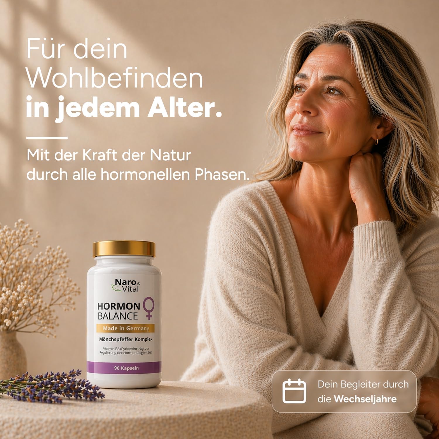 Hormon Balance Frauen Komplex mit Mönchspfeffer hochdosiert, Myo Inositol & Yamswurzel für Zyklus, PMS, PCO, Wechseljahre Menopause | 90 vegane Kapseln mit Agnus Castus