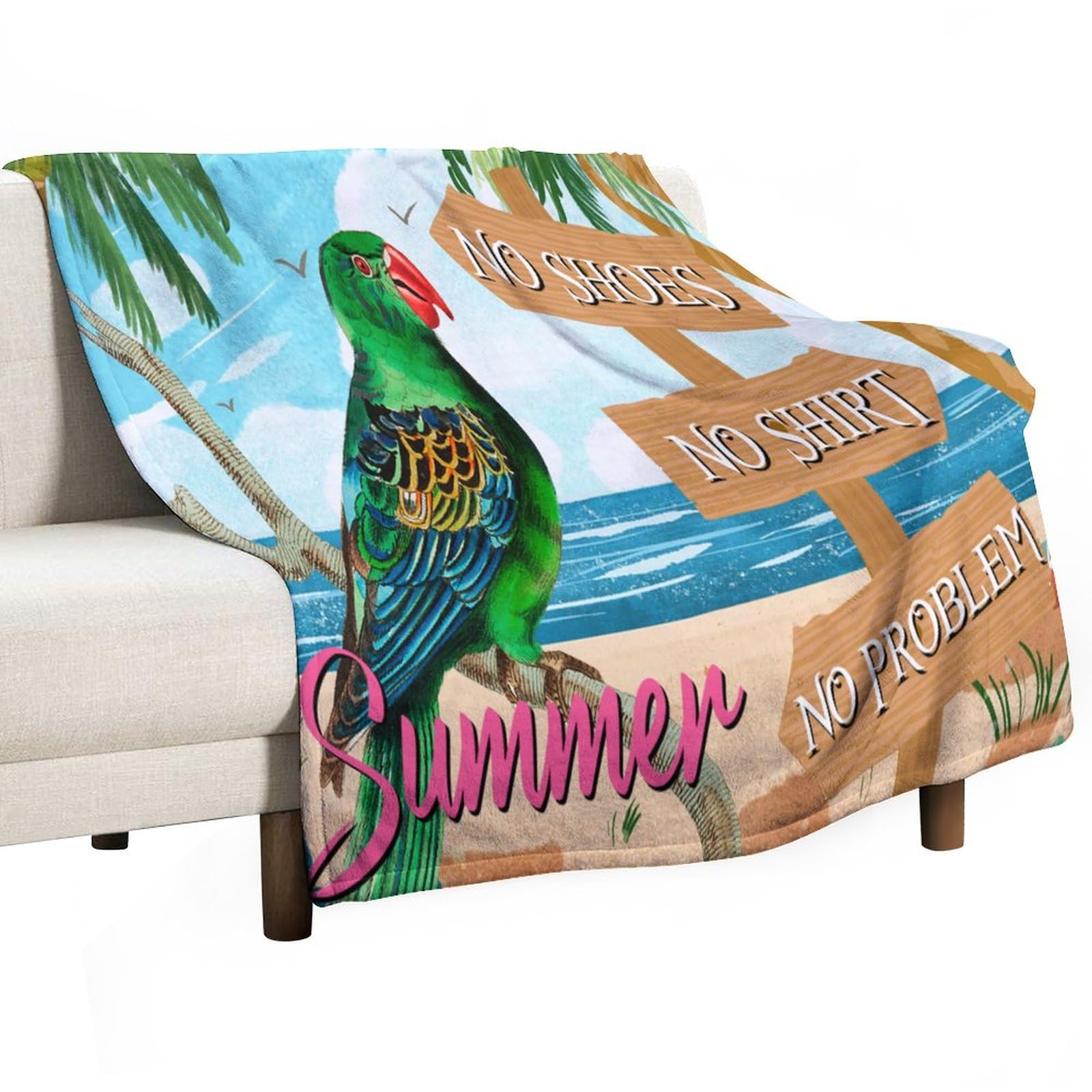 Couverture polaire motif perroquet verre imprimé pour adulte et lit