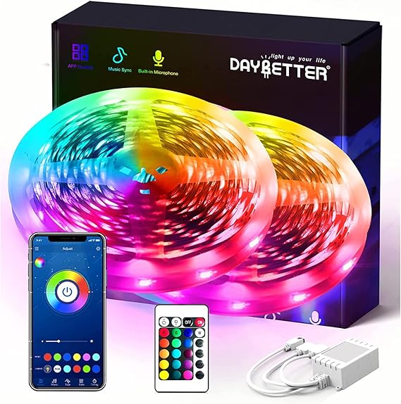 DAYBETTER Smart RGB Led Strip Lights,50ft Led Lights for
