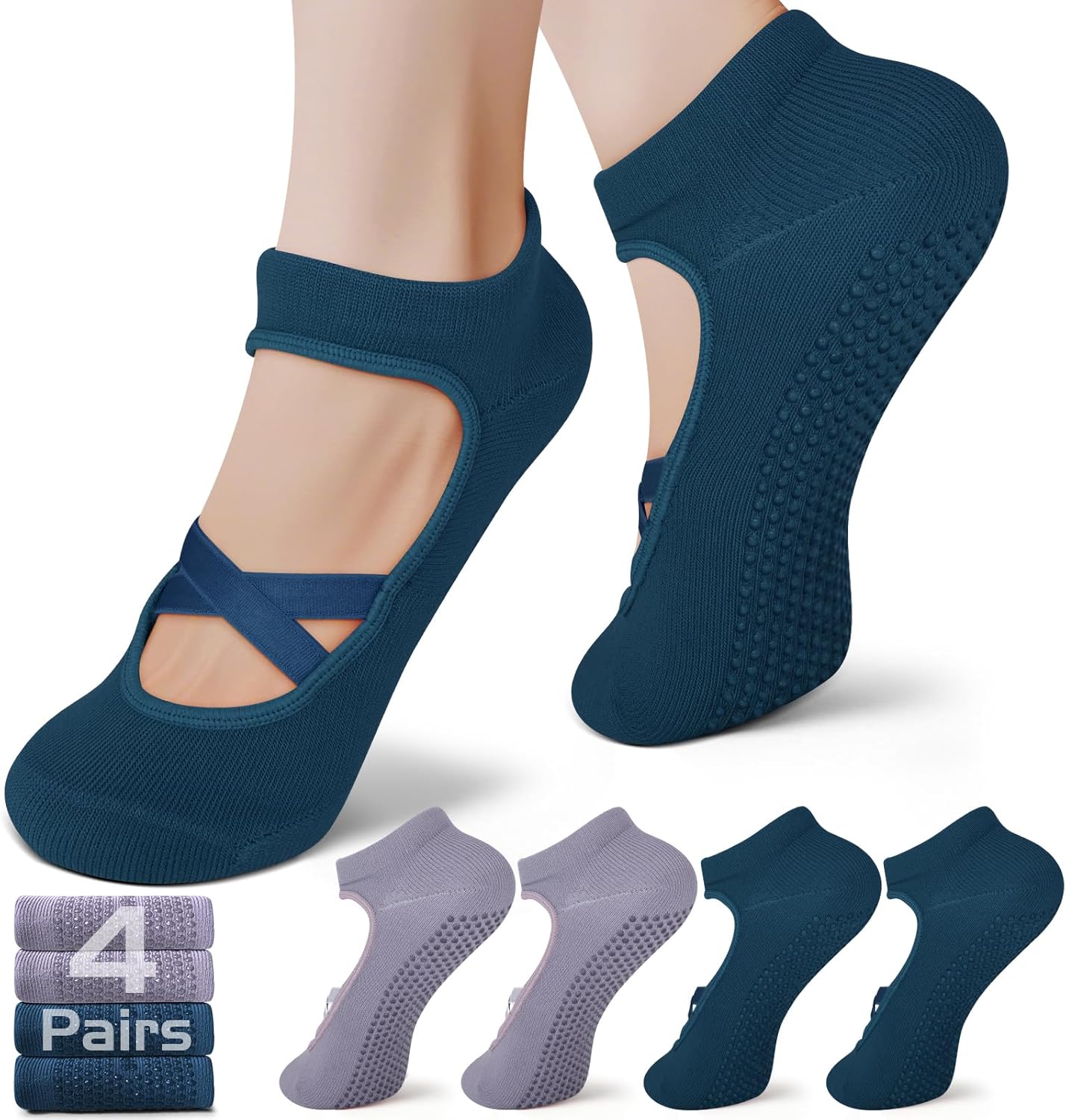 Pilates Socks with Grips for Women – Non-Slip Grip Socks for Pilates, Yoga, Barre & Dance - Image 2