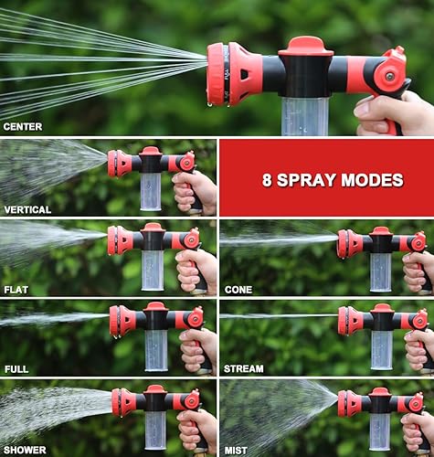 Miniatura 4 de ESOW Boquilla de manguera de jardín, pistola rociadora de espuma de alta presión, patrón de pulverización de 8 vías con botella dispensadora de