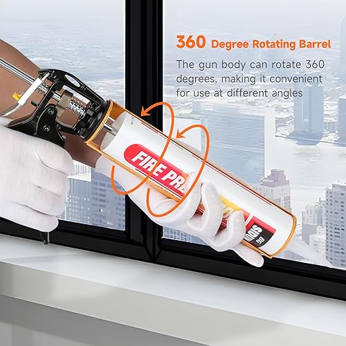 Miniatura 6 de Pistola de calafatear, pistola de calafateo manual ajustable con regulación sin goteo, pistola de silicona selladora para tubos de calafateo de 10