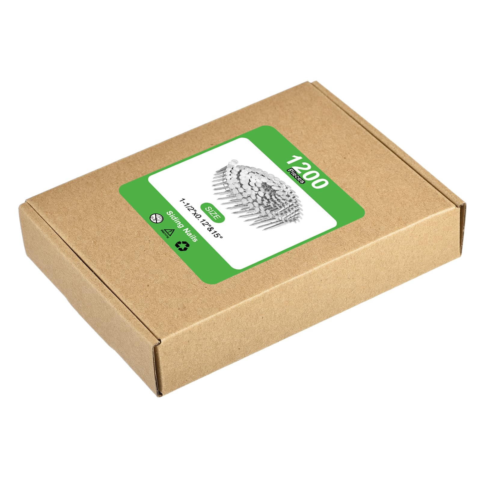 QUARKZMAN 1200 Clous Pour Bardage 1-1/2"x0.12" 15-Degree 304 Acier Inoxydable Anneau Tige Tête Ronde Complète Collée En Bobine Fil Pour Lath And Sheathing Materials