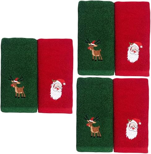 Cabilock 6 toallas de Navidad de mano para baño, toallas bordadas de Navidad, paños de cocina, toallas de Papá Noel, toallas de mano de Navidad,
