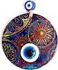 Sun Patterned 12 Centimeter Fusion Glass Handcrafted Evil Eye Bead Wall Ornament