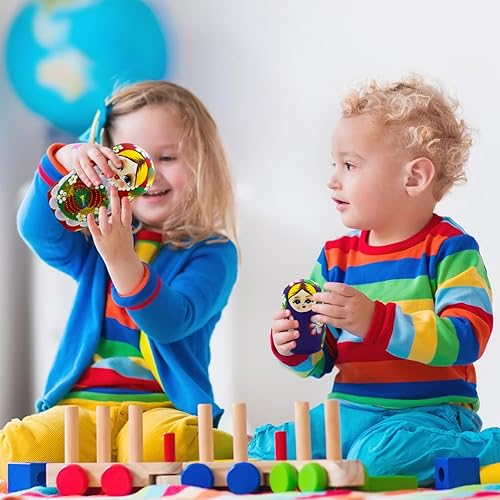 Miniatura 7 de Winterworm® Conjunto de 7 bayas y flores patrones de madera muñecas de anidación Matryoshka muñeca rusa