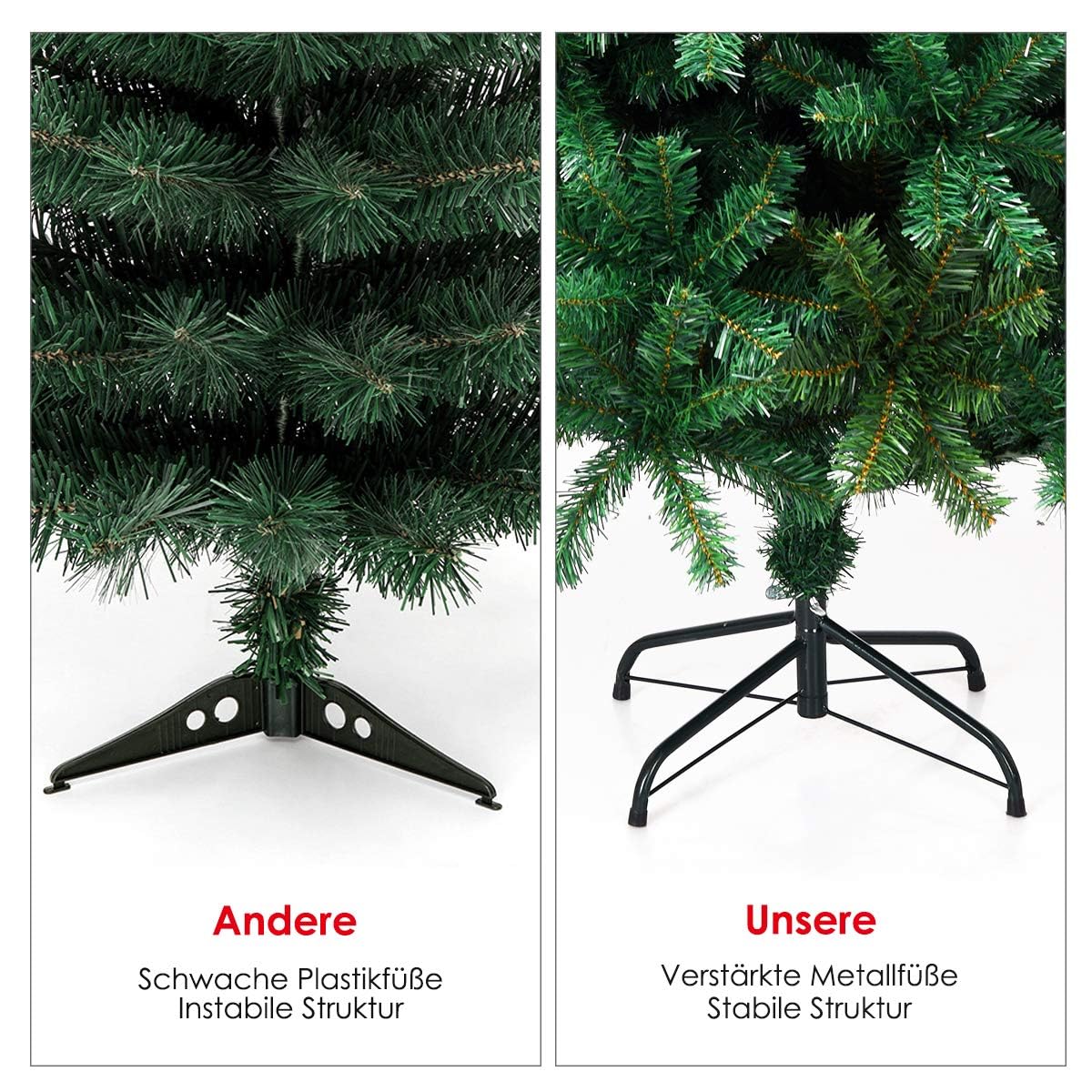 FANTASK Árbol artificial de Navidad de 240 cm con soporte de metal, agujas de PVC, árbol de Navidad, árbol de Navidad, árbol de Navidad artificial, ideal para tiendas, hogar, hoteles y oficinas (verde