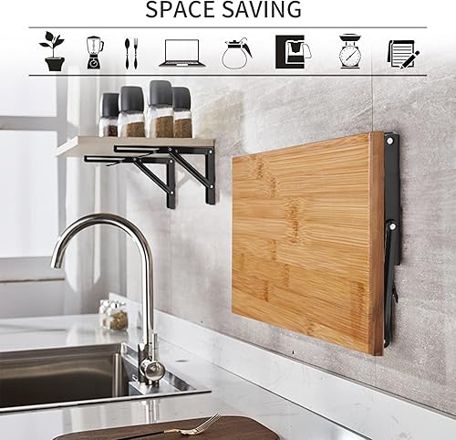 Miniatura 100 de YUMORE Soportes de estante plegables de 24 pulgadas, carga máxima: 330 libras de acero inoxidable resistente soporte de estante plegable para mesa