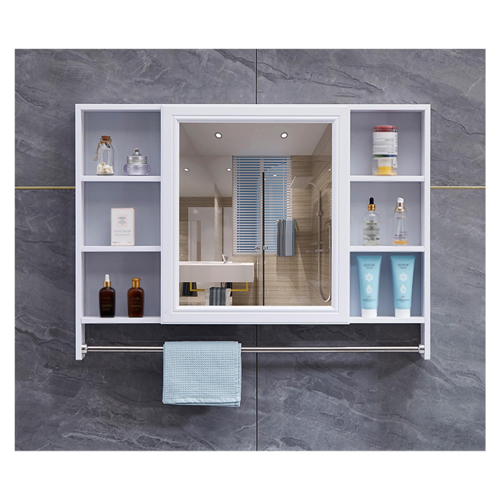 FLYIODFCXV bathroom mirror cabinet, Suitable for Homes, Hotels, Apartments, Rental Houses, Dormitories, Etc(White,88 * 70cm/34.6 * 27.5in)