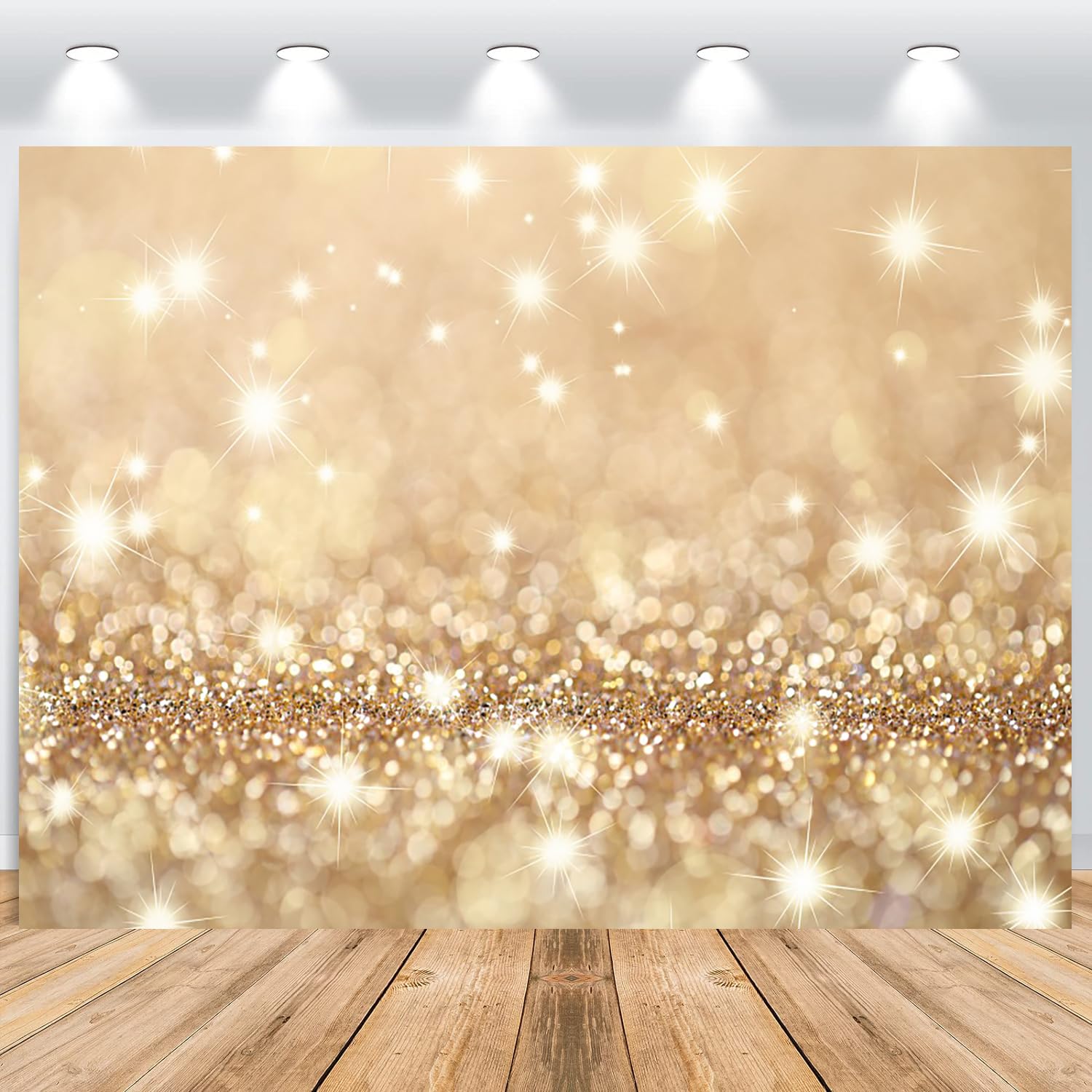 Telón de Fondo Dorado 3,6x3m, Partículas Doradas con Purpurina Tema de Ensueño Vinilo Fotografía de Fondo para Cumpleaños Boda Graduación Fiesta, Fondos de Estudios Fotográficos de Retratos
