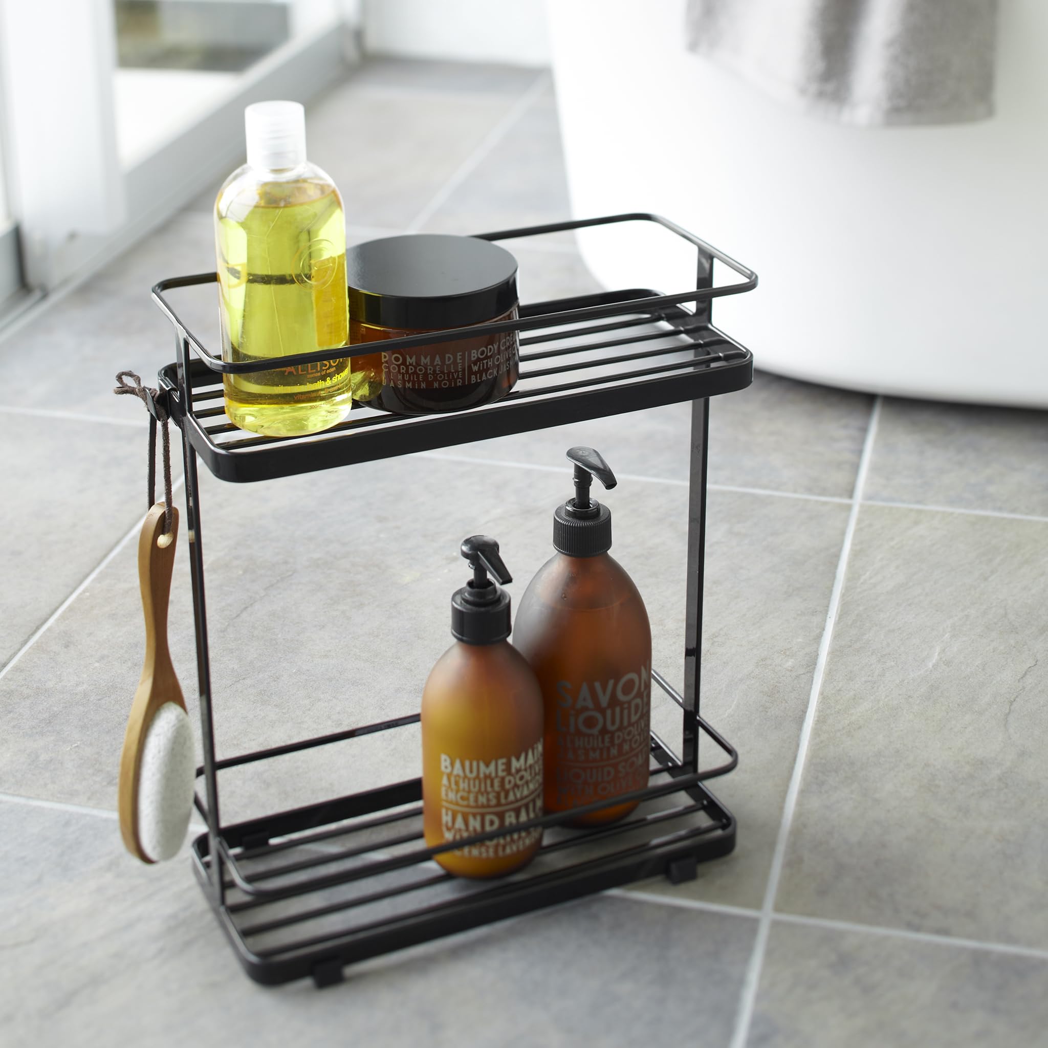 YAMAZAKI 6791 TOWER Dispenser Rack, black, Steel, 28 x 12 x 33.5 cm