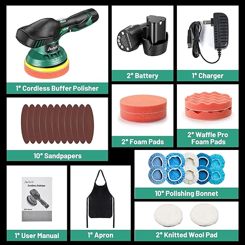 Miniatura 9 de Avhrit Pulidora orbital de 6 pulgadas con almohadillas de lana Kit de pulido de corte
