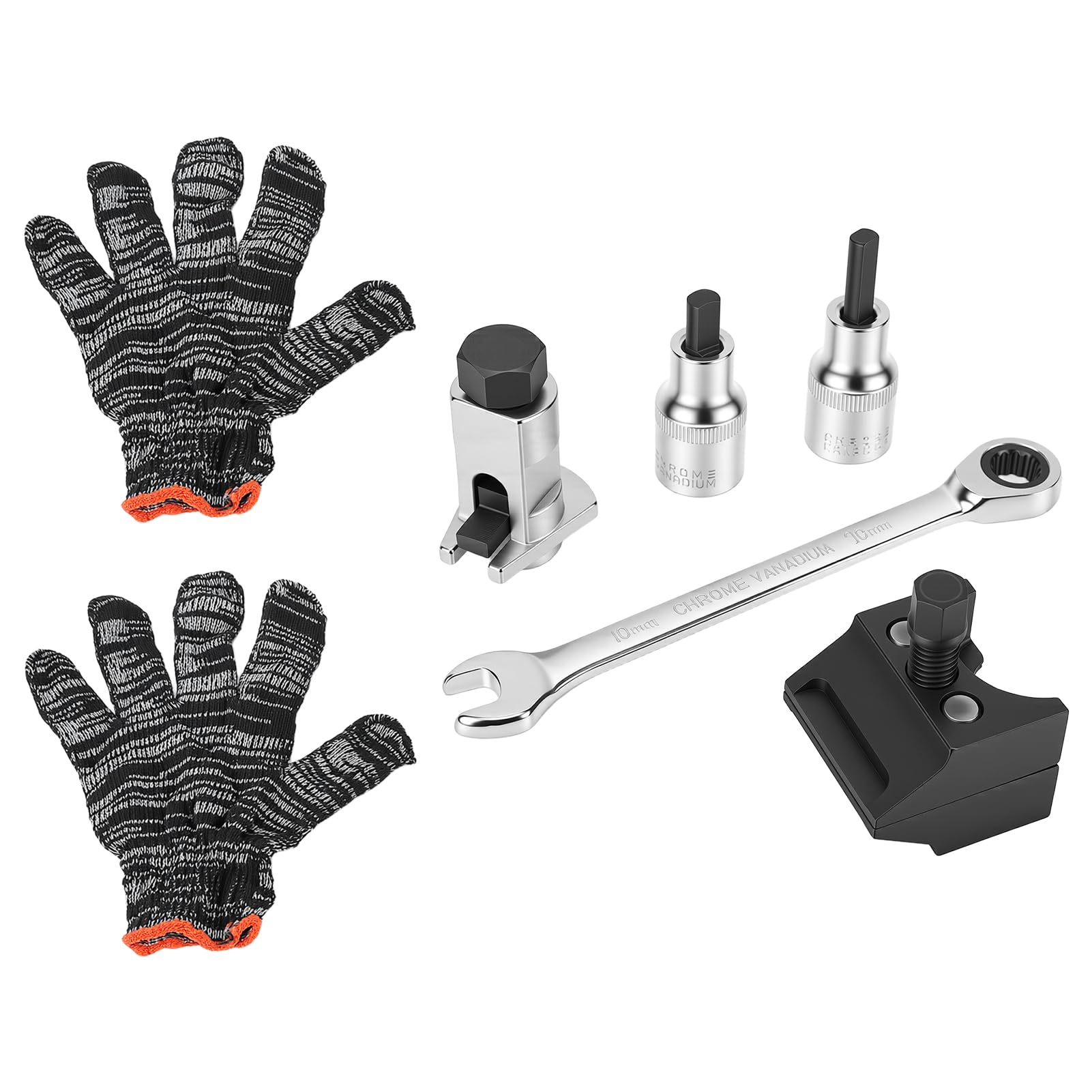 6 Pièces Écarteur de Fusée d'Essieu, Outil Suspension pour Jambe, Écarteur Amortisseur Voiture, Outil D'Écartement de Jambe de Suspension avec Écrou d'Amortisseur, Douille d'Amortisseur, Clé, Gants