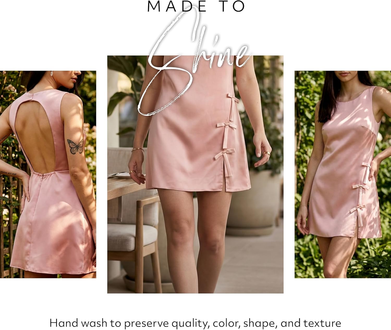 David's Bridal Sleeveless Bow Detail Satin Mini Dress - Image 6