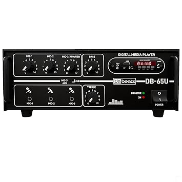 DaBeatz 65W PA Mixer Amplifier Bluetooth USB TF FM 3 Mic Inputs Bass Treble 100V Line 4Ω 8Ω 16Ω Speaker Output Power Amplifier for DJ Karaoke Home Temple School Office
