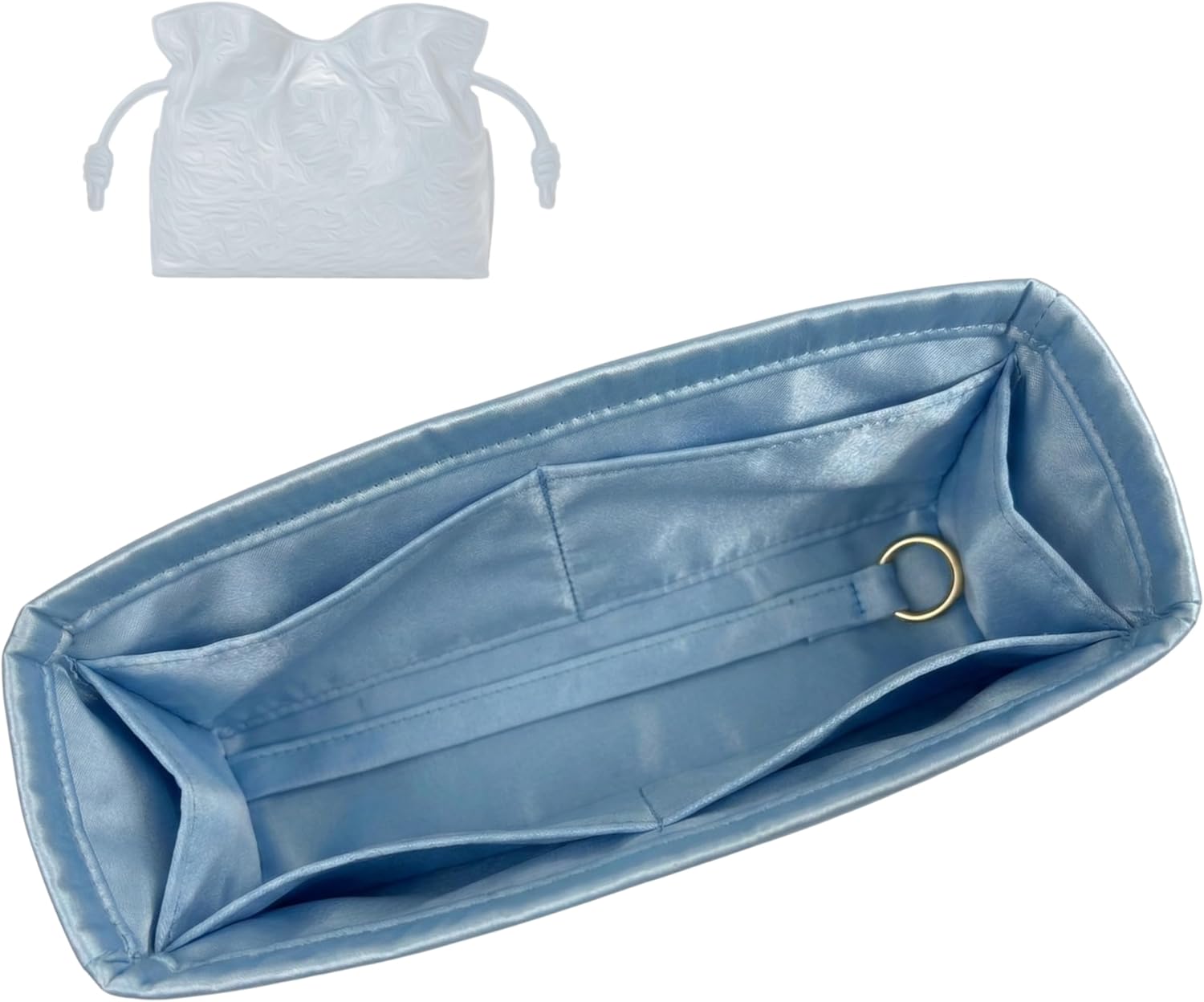 Divitize Luxe Silk Purse Organizer compatible with Loewe Flamenco Clutch Bag Insert — Perfect Fit, 1:1 Shape, +24 Colors, Premium Quality No Bulking (Emerald, for Flamenco Clutch Mini)