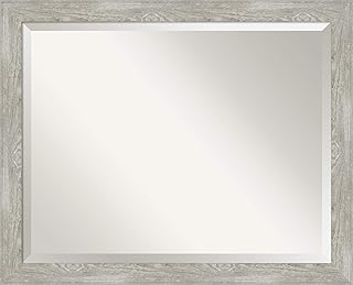 Amanti Art Framed Vanity Mirror | Bathroom Mirrors for Wall | Dove Greywash Narrow Mirror | Wall Mounted Mirror | Medium Mirror | 25.50 x 31.50 in.