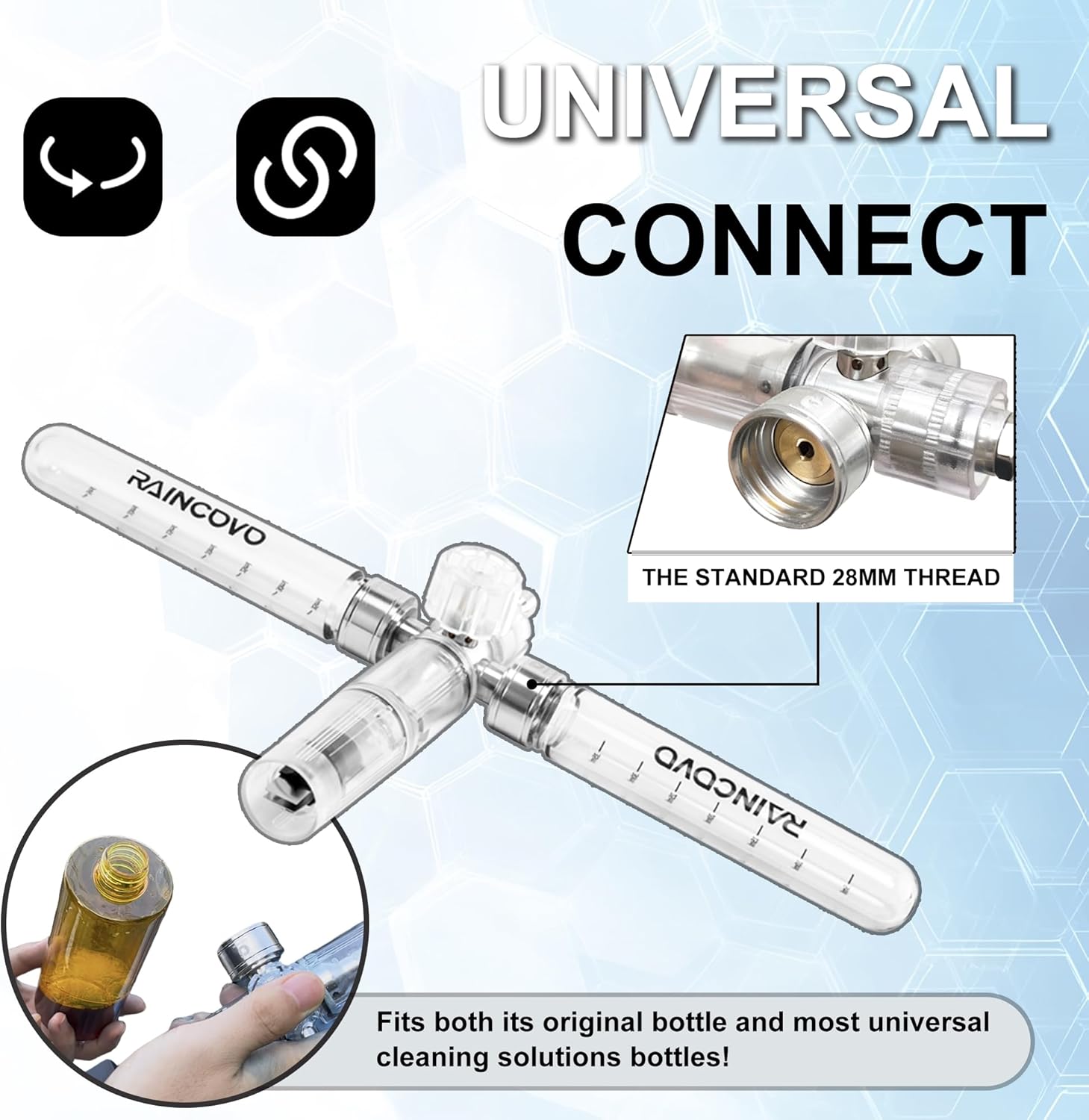 Raincovo Dual Pure Pro Foam Cannon for Pressure Washer, Dual-Bottle Mini Soap Cannon for Pre-Wash and Main Wash, No Dilution Foam Sprayer with 1/4 Inch Quick Connector, Additional 1.1mm Orifice Nozzle