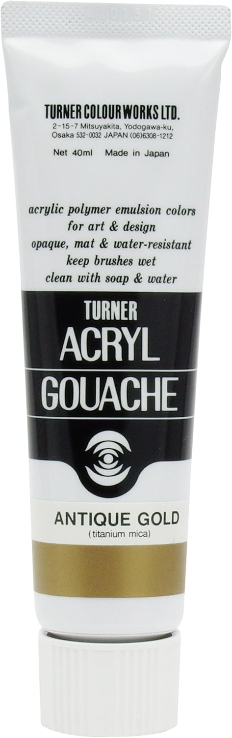 Turner Colour Works Acryl Gouache Artist Acrylic Paint - Single 40 ml Tube - 40ml antique gold