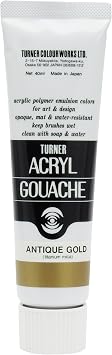 Turner Colour Works Acryl Gouache Artist Acrylic Paint - Single 40 ml Tube - 40ml antique gold