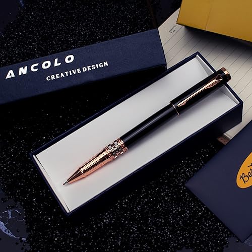Miniatura 2 de Ancolo Bolígrafo de lujo personalizado, juego de bolígrafos de regalo bonito grabado con tus nombres de mensaje, nombres de empresa, número de