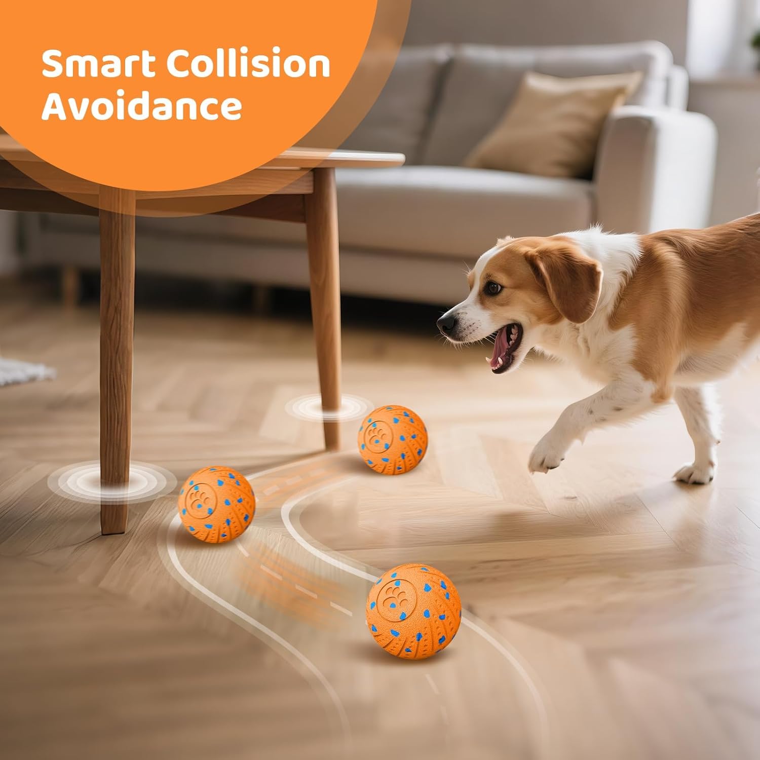 Interactive Dog Toy Ball with Remote: Automatic Bouncing, Vibration and Jumping Action Interactive Toy, Durable Duraspin for Aggressive Chewers, Rechargeable, for Indoor & Outdoor Use Orange.