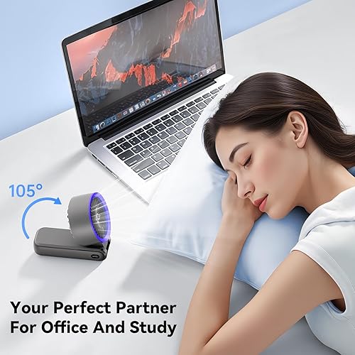 Miniatura 7 de Ventilador de mano portátil 3 en 1 mini ventilador personal 3600mAh recargable plegable Turbo USB - Enfriamiento viaje playa verano para mujeres