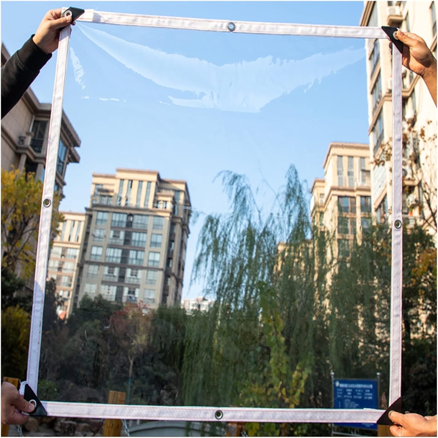 PVC Clear Tarp Heavy Duty Waterproof Tarpaulin Panel with Grommets Greenhouse Tarps, 0.3mm Plastic Tarpaulin for Indoor and Outdoor Use(1.2x1.5m/3.94x4.92ft)