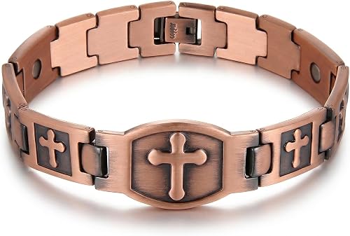 Bio Magnetic 99.9% Pure Copper Cross Bracelet with Powerful Neodymium magnets & resizing Tool
