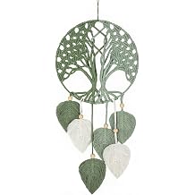 Crystalberry Macrame Leaf Wall Hanging Bohemian Leaves Woven Yarn Tapestry Leaf Macrame Wall Decor Craft Gifts Tapestry Kit for Living Room Bedroom Green Tree of Life