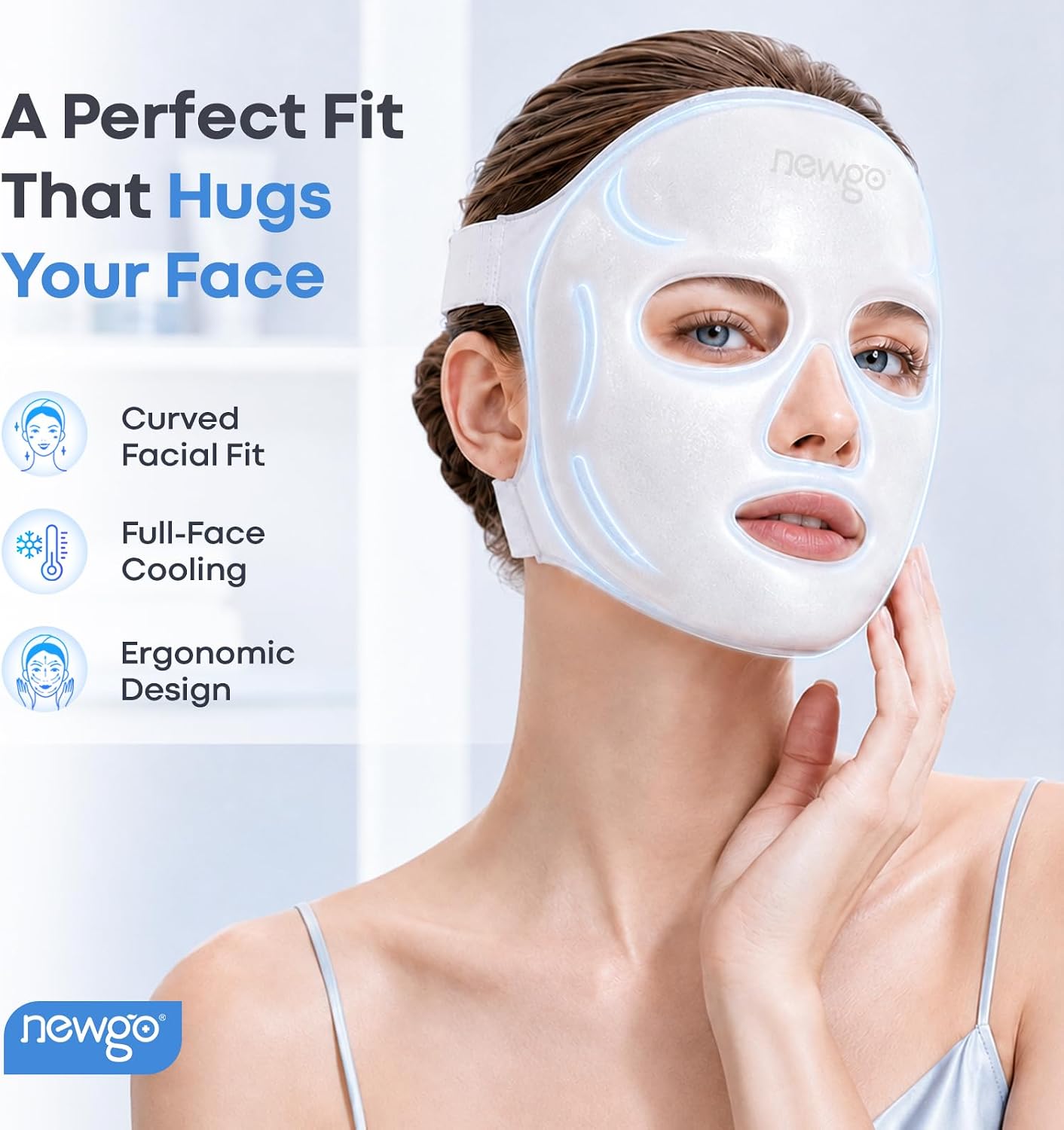 NEWGO Cooling Face Mask for Puffy Eyes, Facial Swelling & Migraine Relief
