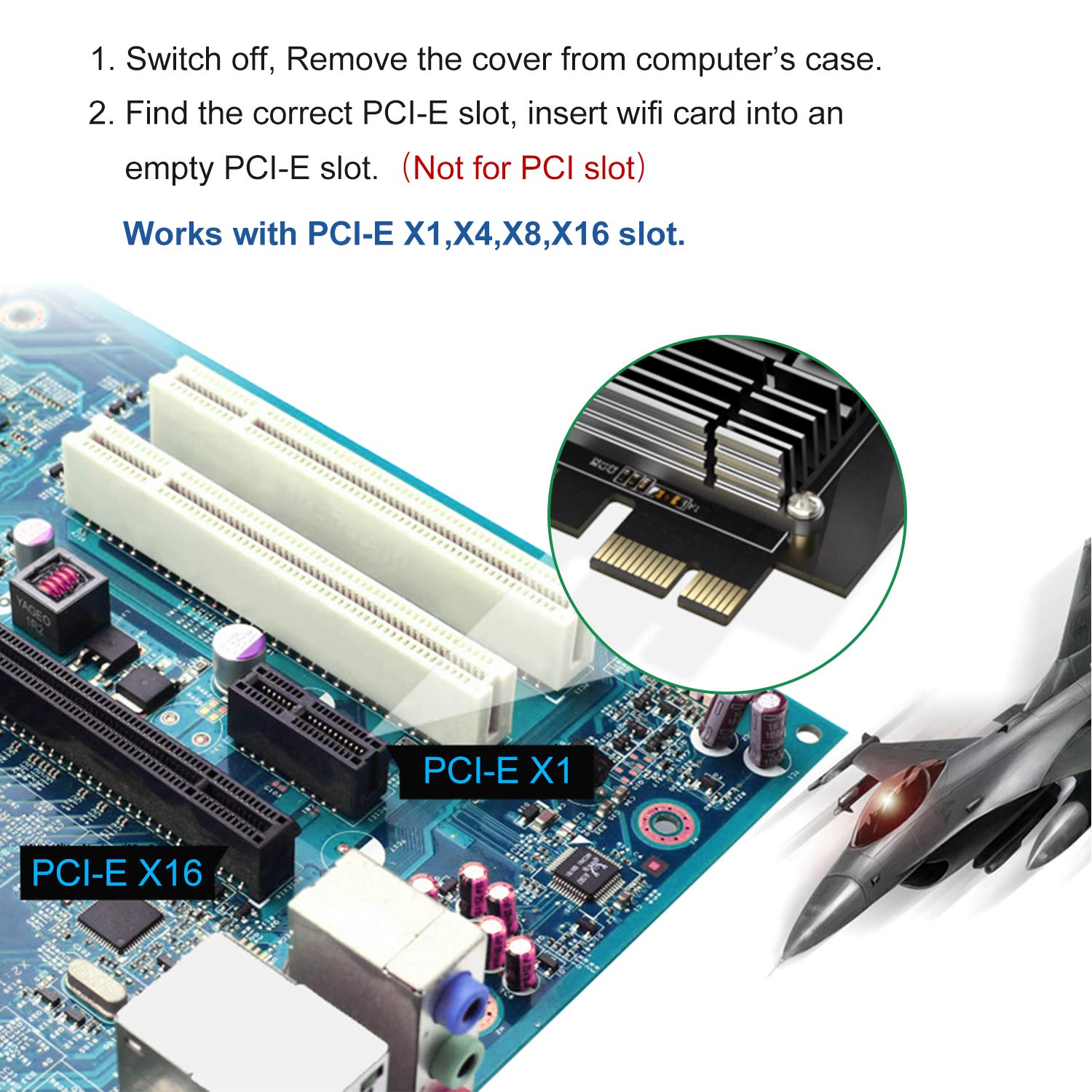/G EP-9636GS Dual Band Wifi6 Wireless Desktop PCIE Scheda di Rete AX200 802.11ax 2.4G / 5Ghz Adattatore PCI Express 5.1 Gigabit Bluetooth - Nero
