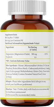 Magnesium Supplements 500mg for Muscle, Bone & Energy. Magnesium Tablets for Women & Men, 90 Tablets, 3 Month Supply-Nutra Life