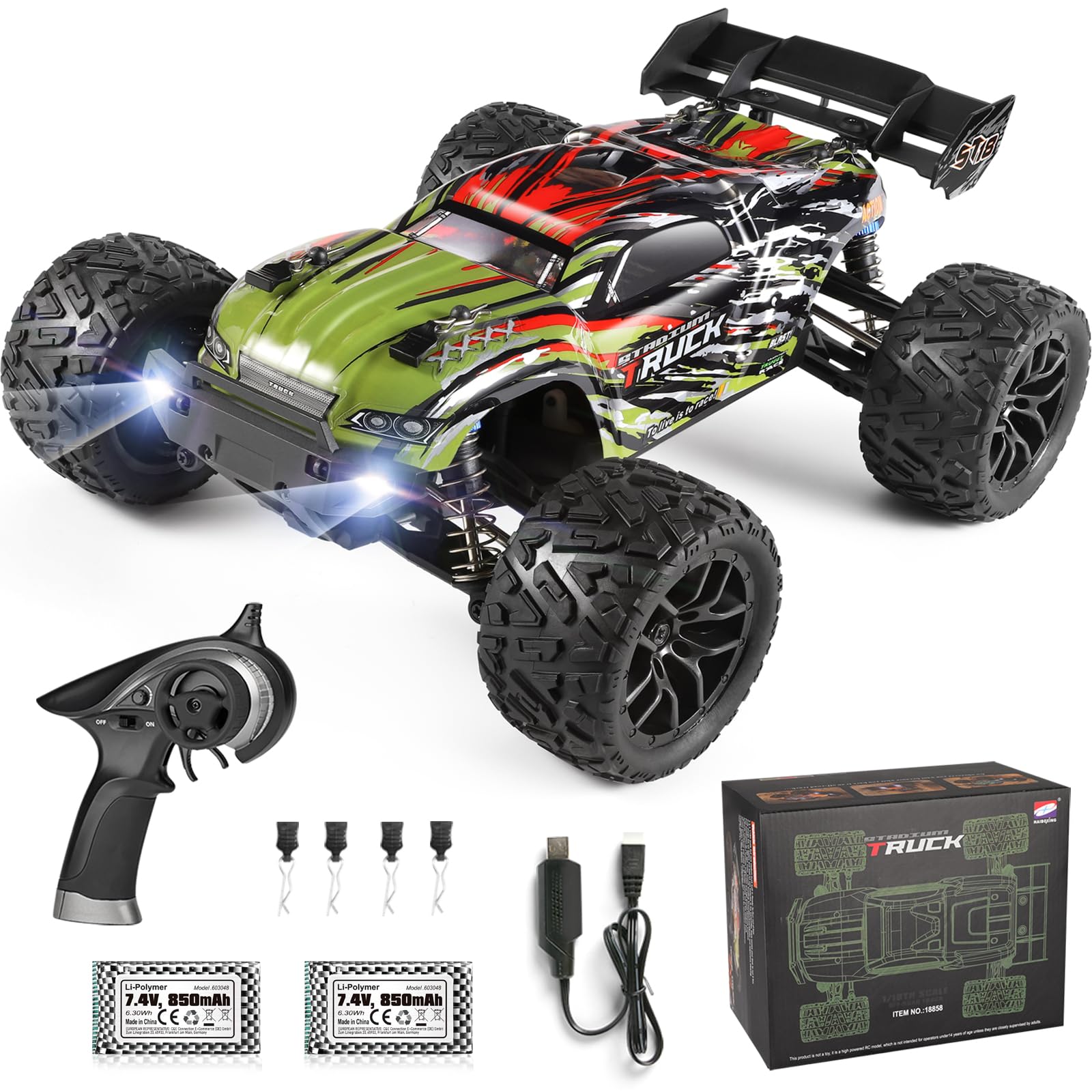 HAIBOXING Ferngesteuertes Auto 1/18 RC Car Hailstorm, 4WD All Terrain High Speed Racing Auto 36 kmh, 2,4 GHz RC Truck 4X4 Offroad wasserdicht elektrisch betrieben