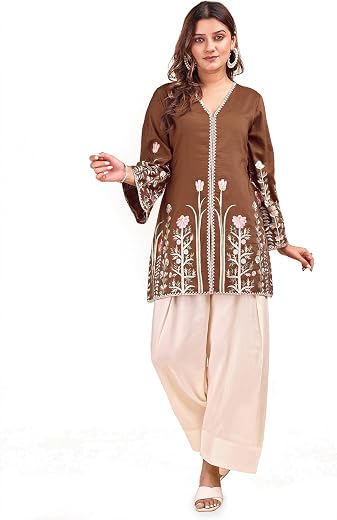 Womanista Brown Coord Set for Women Stylish || Embroidered Coord for Women || Farshi Salwar Set