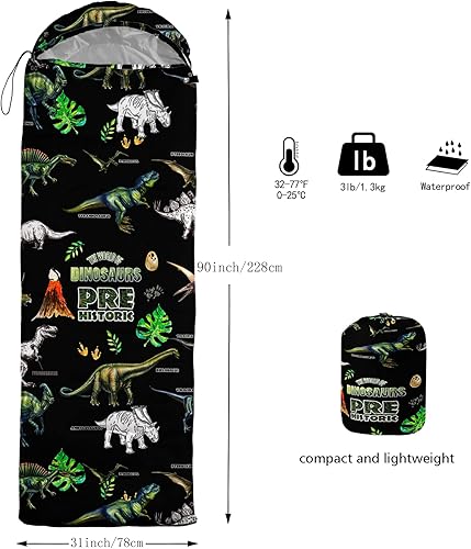 Miniatura 7 de BailiPromise Saco de dormir para camping, 3 estaciones, clima cálido y fresco, ligero, saco de dormir impermeable para adultos y niños, viajes y al