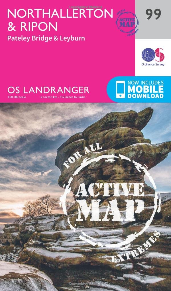 Northallerton & Ripon Map | Weatherproof | Pateley Bridge & Leyburn | Ordnance Survey | OS Landranger Active Map 99 | England | Walks | Cycling | Days Out | Maps | Adventure
