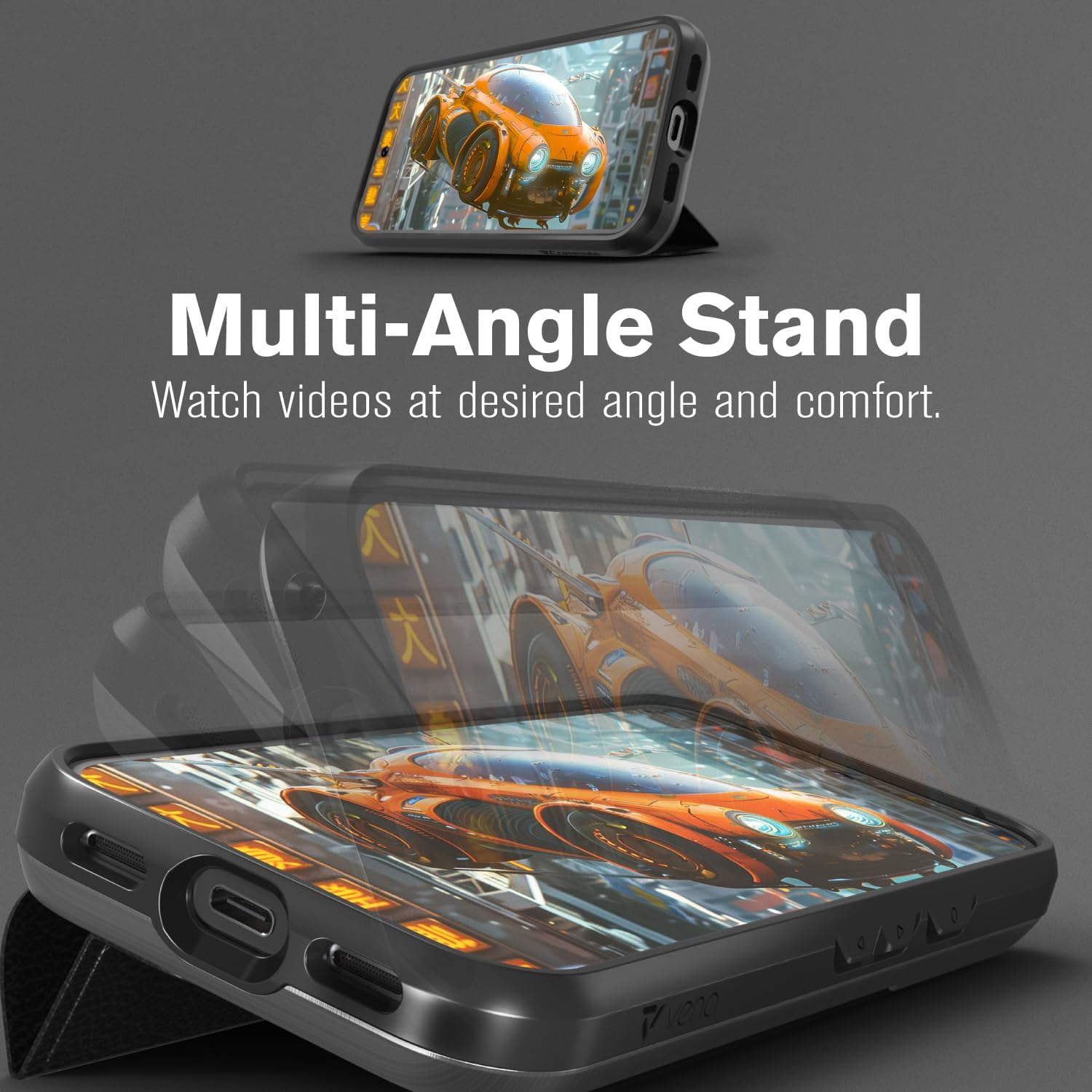 VENA vCommute for Google Pixel 10 Pro XL (2025) Wallet Case, [Military Grade Drop Protection] Flip Leather Cover Slot Card Holder with Kickstand - Black