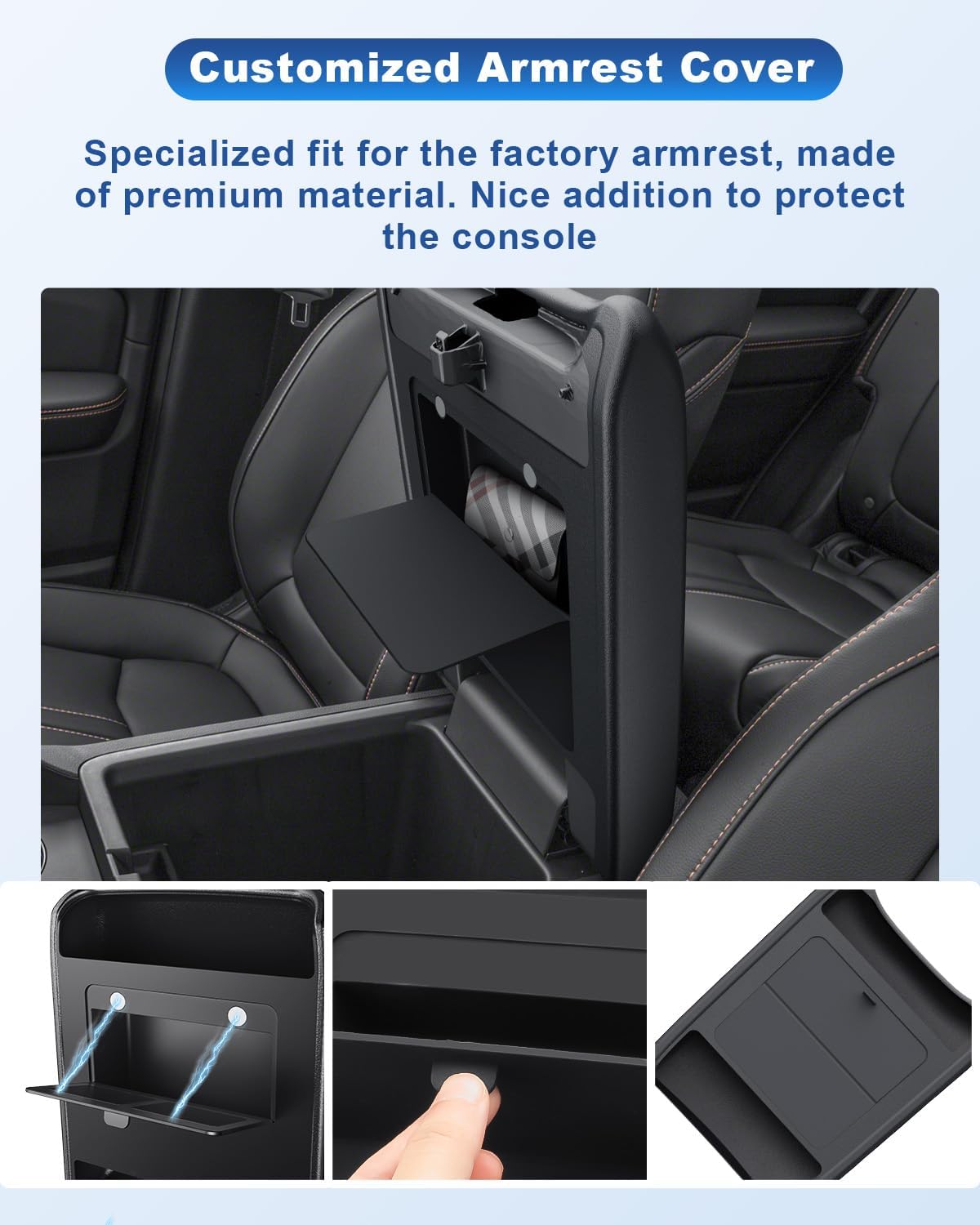 CDEFG Center Console Cover with Hidden Storage for 2023-2026 Honda Pilot/2024-2026 Honda Ridgeline Passport Accessories Armrest Cover Middle Console Protector with Magnets Secret Box