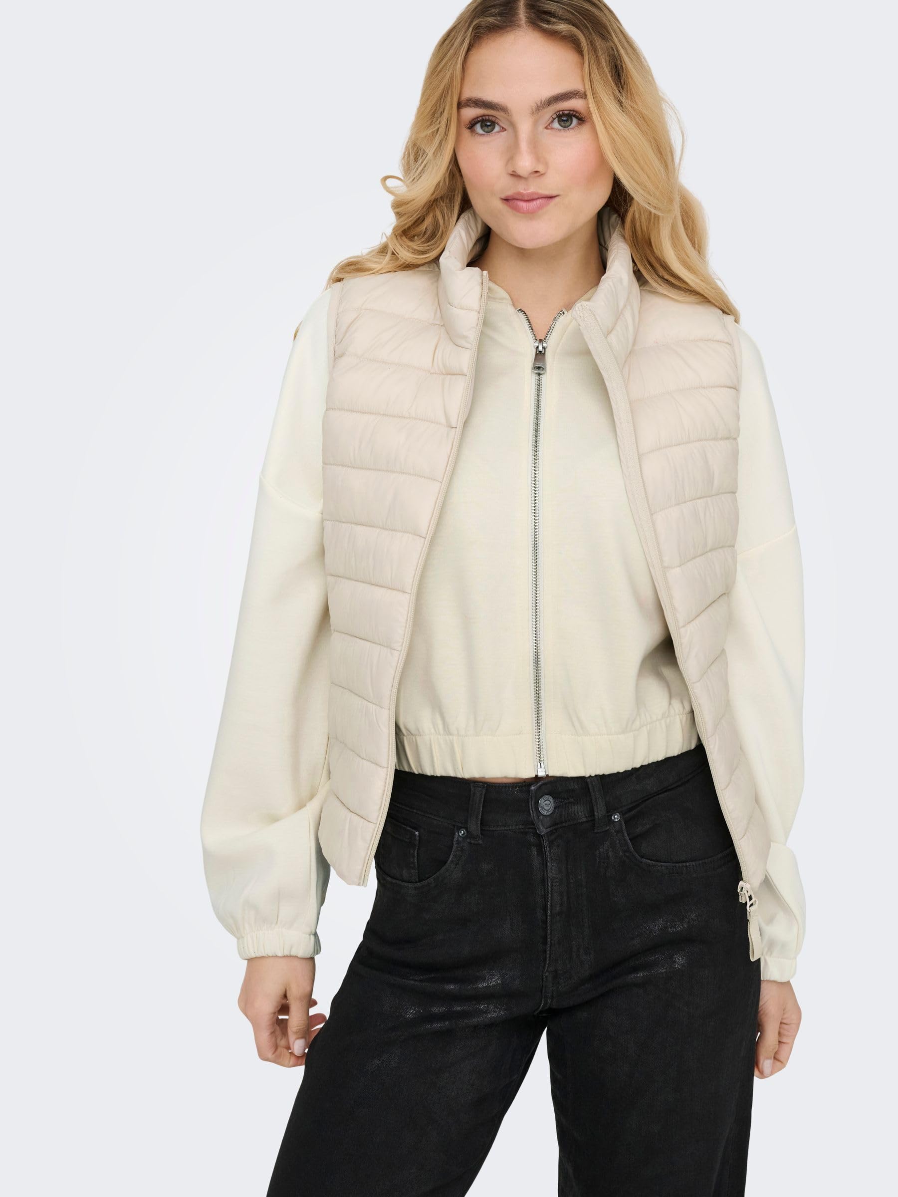ONLY Onlscarlett LS Elastic Zip Hood Swt Noos Onlscarlett LS - Felpa con Cappuccio e Cerniera Elastica Swt Noos Donna (Pacco da 1)