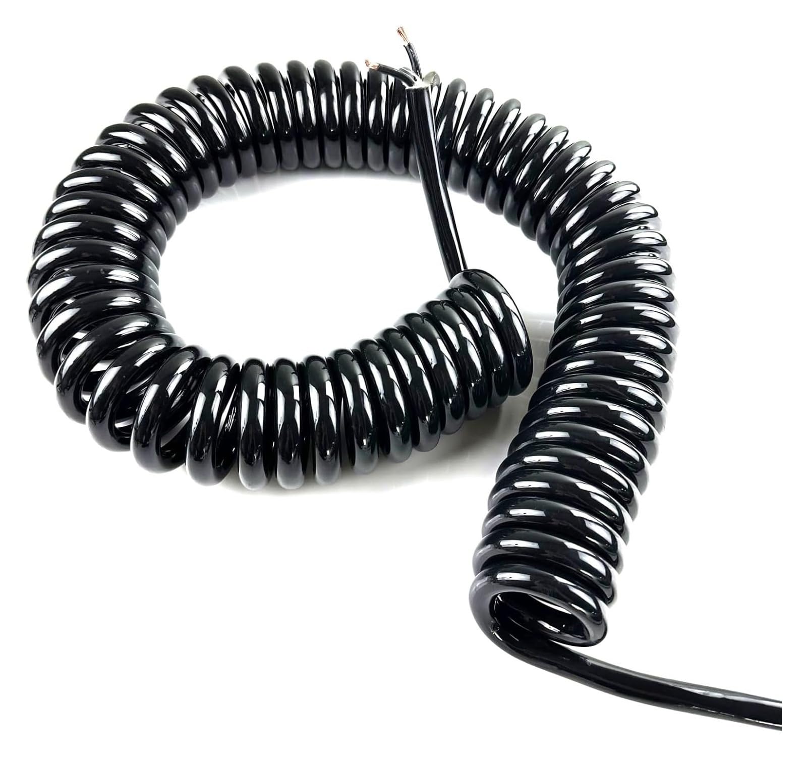 Cable telefónico Cable de alimentación flexible en espiral con resorte rizado, cable expandible de 22 AWG, cable de alimentación de 8, 10 y 14 núcleos, negro, retráctil.(8 Core,Stretch 2 Meter)