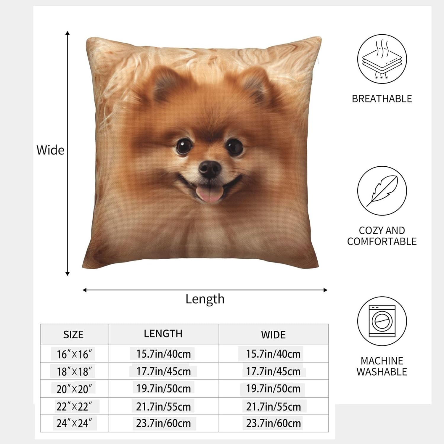 Pomeranians Pattern Imitation Linen Pillowcase -2 Sets, Fashionable Home Decoration, Used for Sofas, Gardens, beds