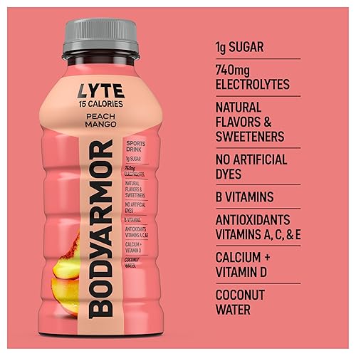 Miniatura 7 de BODYARMOR LYTE - Bebida deportiva baja en calorías, mango de melocotón, hidratación de agua de coco, sabores naturales con vitaminas, electrolitos