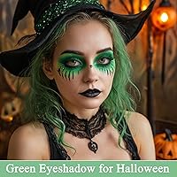 Vista 6 de MEICOLY Sombra de ojos verde en barra para el día de San Patricio, accesorios verdes para mujer, sombra de ojos brillante metálica, sombra de ojos