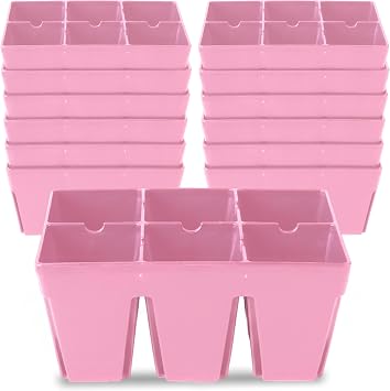 Reusable Seed Starter Tray - 6 Cell/12 Seedling Starter Trays - Easy Watering, Indoor Greenhouse, Plant Starter, Gardener-Friendly for Seedlings | UV-Treated & BPA-Free - Pink