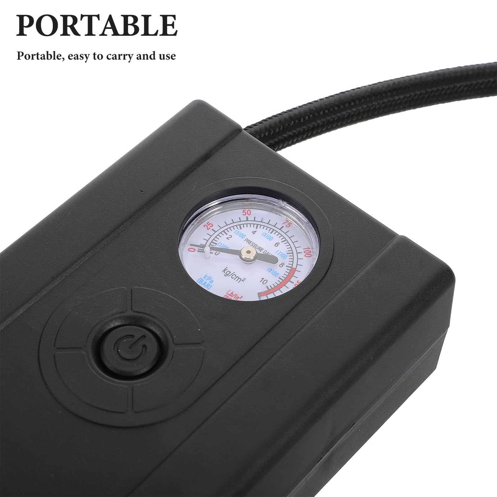 Compresor de Aire Portátil Negro para Inflar Neumáticos y Bicicletas con Material PP, Inflador Rápido Multifuncional Adecuado para Uso Doméstico Movimiento