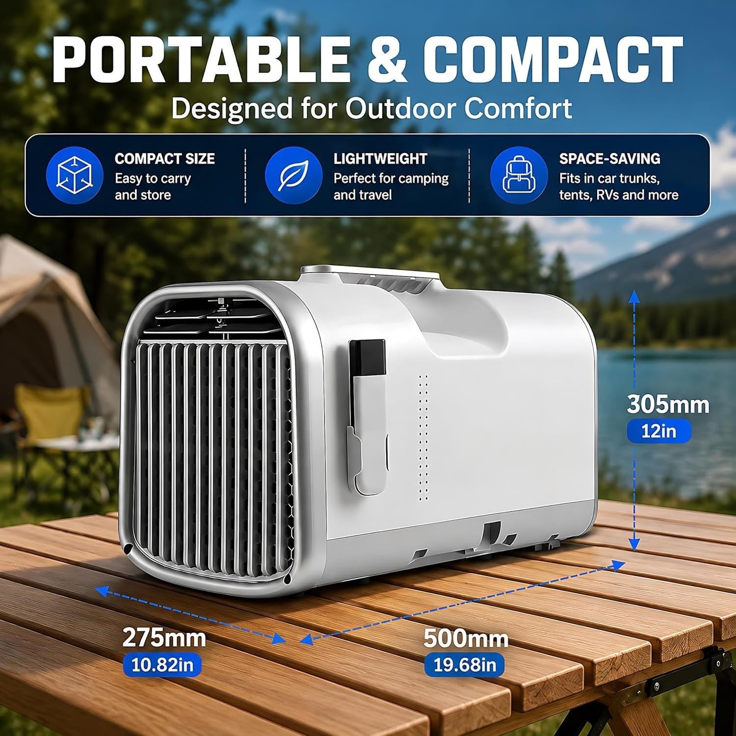 Aire Acondicionado Portatil para Carpa, AC de Camping con Enfriamiento 5100 BTU para Tienda de Campana, Caravana, Tiendas y Habitacion Pequena, 110V 400W Bajo C