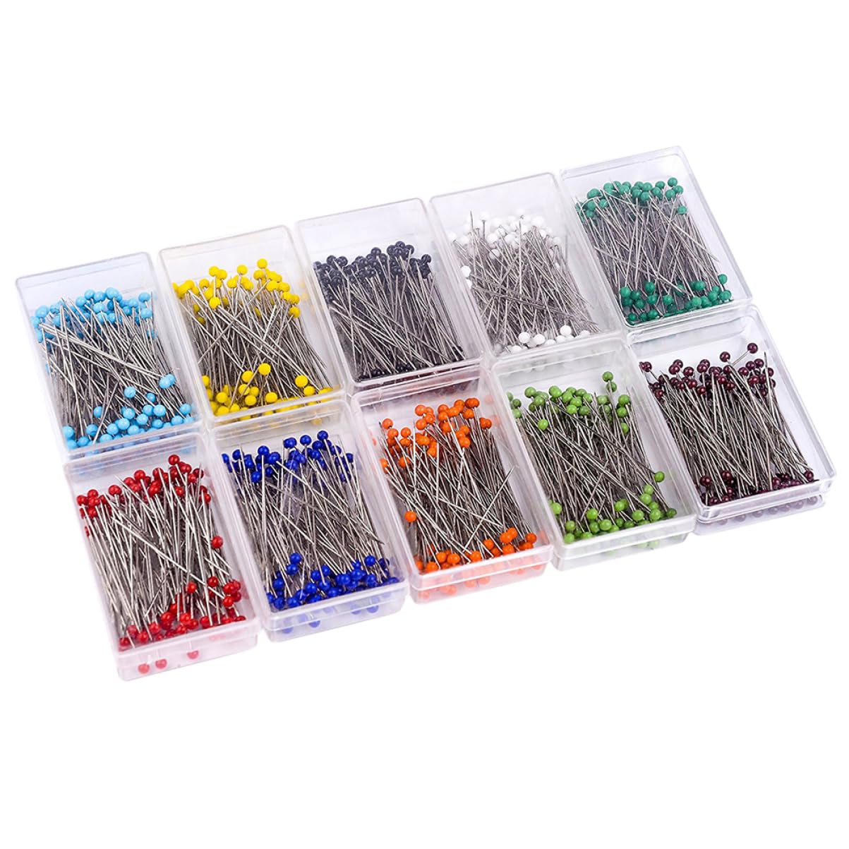OSALADI 1000pcs 38mm Glass Ball Head Pins Multi-Color Sewing Head Pins Ideal for Crafts Jewelry and Dressmaking