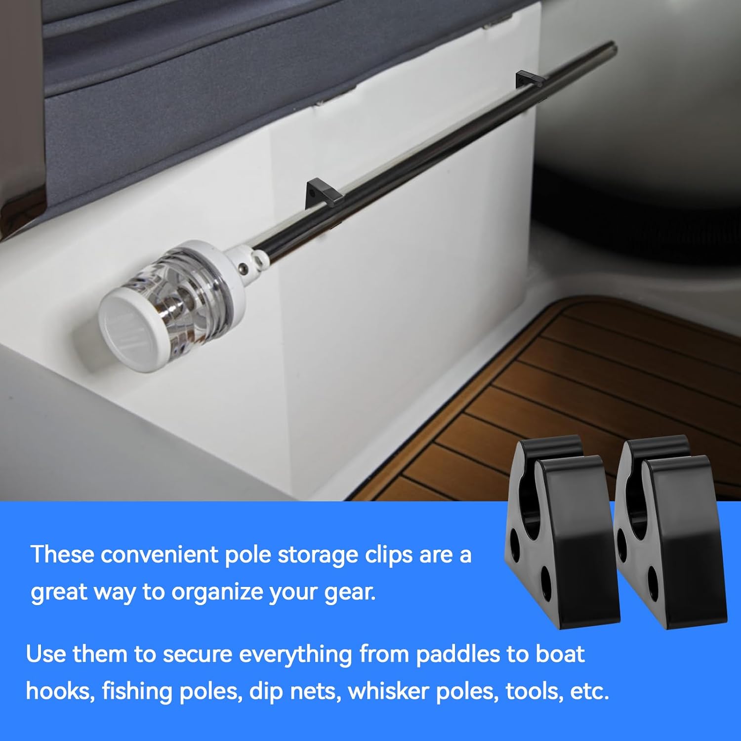 4-Pack Rubber Pole Light Storage Clips 3/4 Inch Boat Pole Holder Marine | Boat Storage Clips Pole Light Holder Marine Accessories Boat Organizer Anchor Light Clips Navigation Light Holder
